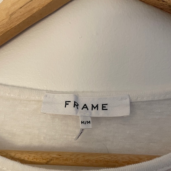 Frame • White Linen scalloped bell sleeve blouse size medium - Picture 4 of 8